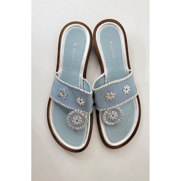 A. Giannetti Light Blue Leather Thong Sandals Made in Italy Women's Size 10 - Picture 2 of 8